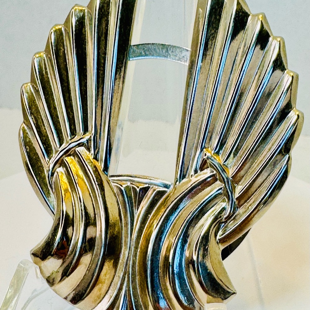 Art Deco Inspired Silver-Tone Statement Brooch